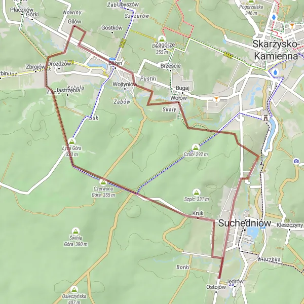 Miniatura mapy "Trasa z Bliżyna przez Suchedniów" - trasy rowerowej w Świętokrzyskie, Poland. Wygenerowane przez planer tras rowerowych Tarmacs.app