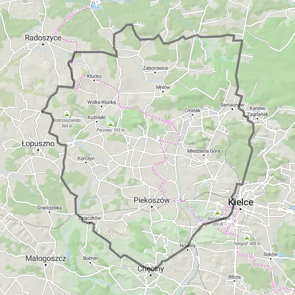 Map miniature of "Challenging Road Cycling Classic" cycling inspiration in Świętokrzyskie, Poland. Generated by Tarmacs.app cycling route planner