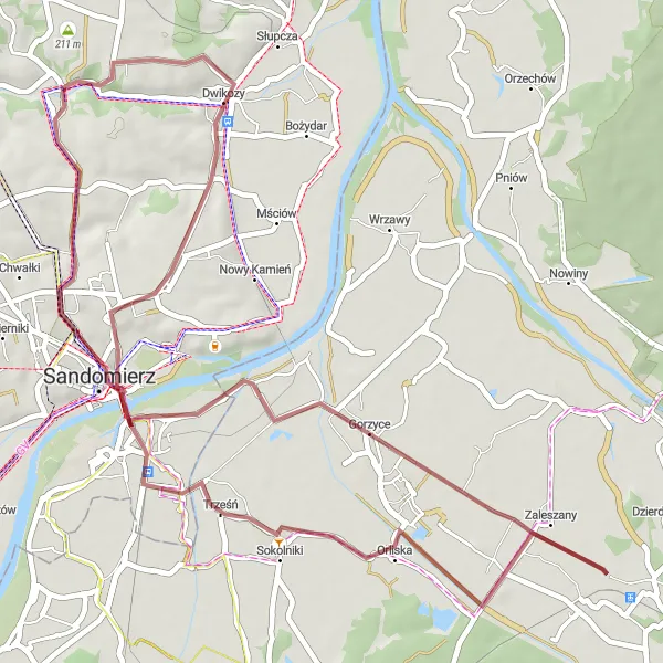 Map miniature of "Gravel Adventure" cycling inspiration in Świętokrzyskie, Poland. Generated by Tarmacs.app cycling route planner