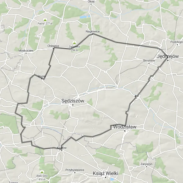 Map miniature of "Scenic Loop through the Świętokrzyskie Mountains" cycling inspiration in Świętokrzyskie, Poland. Generated by Tarmacs.app cycling route planner