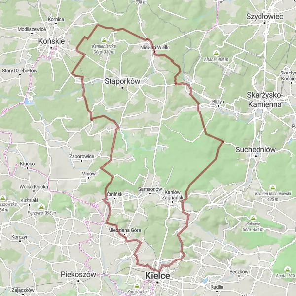 Miniatura mapy "Trasa Kostomłoty Drugie - Biała" - trasy rowerowej w Świętokrzyskie, Poland. Wygenerowane przez planer tras rowerowych Tarmacs.app