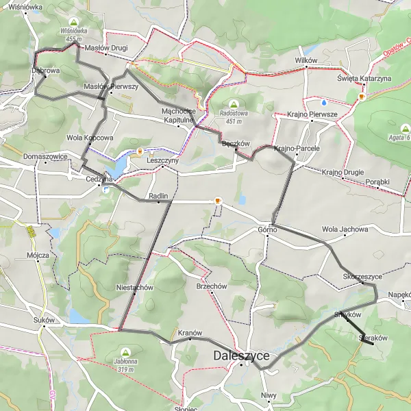 Map miniature of "Discover the Charm of Kielce" cycling inspiration in Świętokrzyskie, Poland. Generated by Tarmacs.app cycling route planner