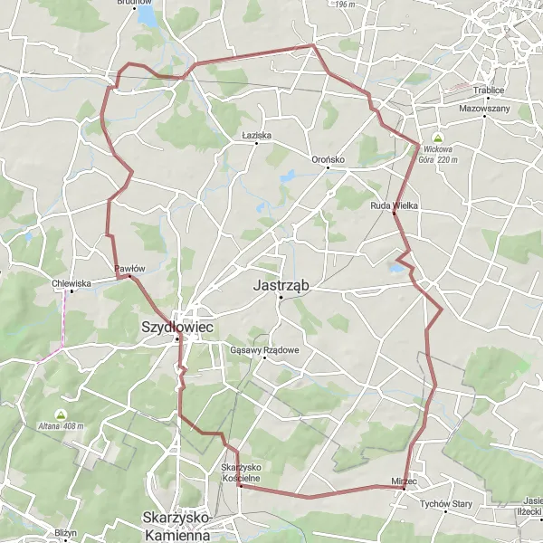 Map miniature of "Scenic Routes and Cultural Wonders" cycling inspiration in Świętokrzyskie, Poland. Generated by Tarmacs.app cycling route planner