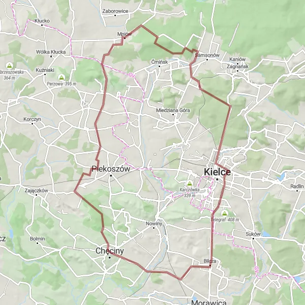 Miniatura mapy "Trasa przez Sośnicę i Hałasę" - trasy rowerowej w Świętokrzyskie, Poland. Wygenerowane przez planer tras rowerowych Tarmacs.app