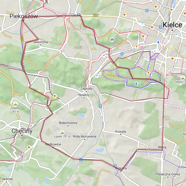 Map miniature of "Radkowice Adventure" cycling inspiration in Świętokrzyskie, Poland. Generated by Tarmacs.app cycling route planner