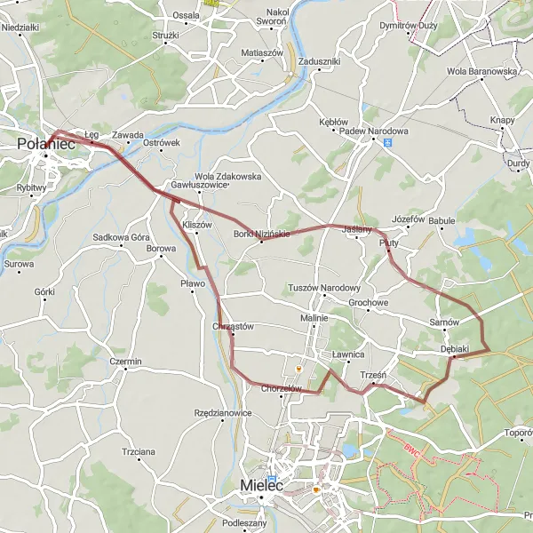 Miniatura mapy "Trasa przez Trelańską Górę" - trasy rowerowej w Świętokrzyskie, Poland. Wygenerowane przez planer tras rowerowych Tarmacs.app