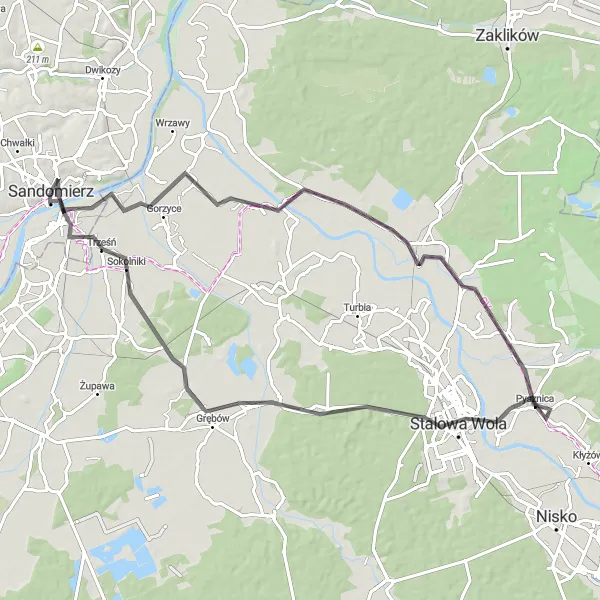 Miniatura mapy "Trasa Wzgórze Katedralne - Wzgórze Żmigrodzkie" - trasy rowerowej w Świętokrzyskie, Poland. Wygenerowane przez planer tras rowerowych Tarmacs.app