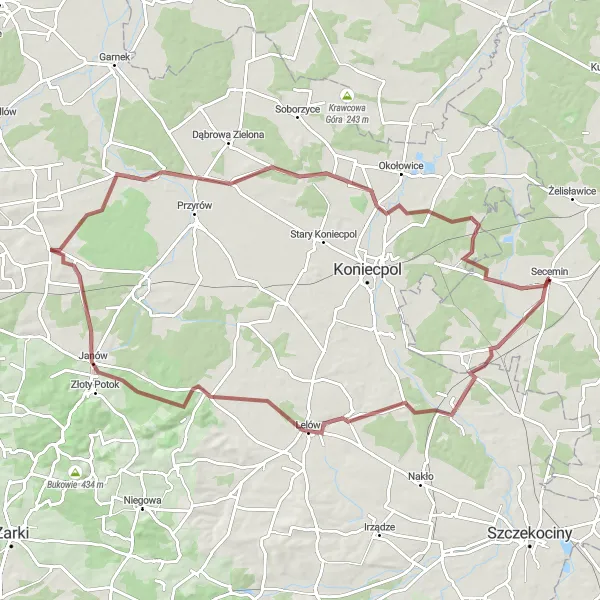 Miniatura mapy "Dookoła Lelowa i Sowiej Góry" - trasy rowerowej w Świętokrzyskie, Poland. Wygenerowane przez planer tras rowerowych Tarmacs.app