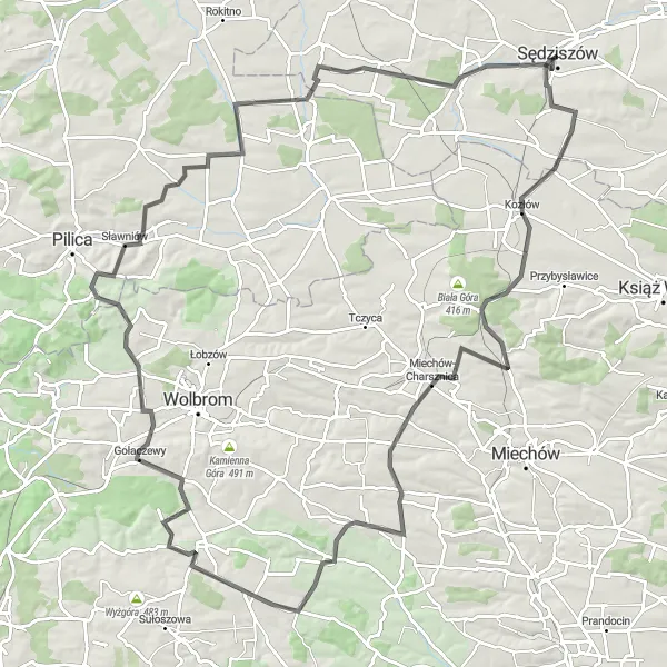 Miniatura mapy "Trasa rowerowa Sędziszów - Jeziorowice" - trasy rowerowej w Świętokrzyskie, Poland. Wygenerowane przez planer tras rowerowych Tarmacs.app