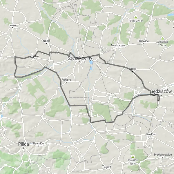 Miniatura mapy "Trasa przez Czepiec i Jeziorowice" - trasy rowerowej w Świętokrzyskie, Poland. Wygenerowane przez planer tras rowerowych Tarmacs.app