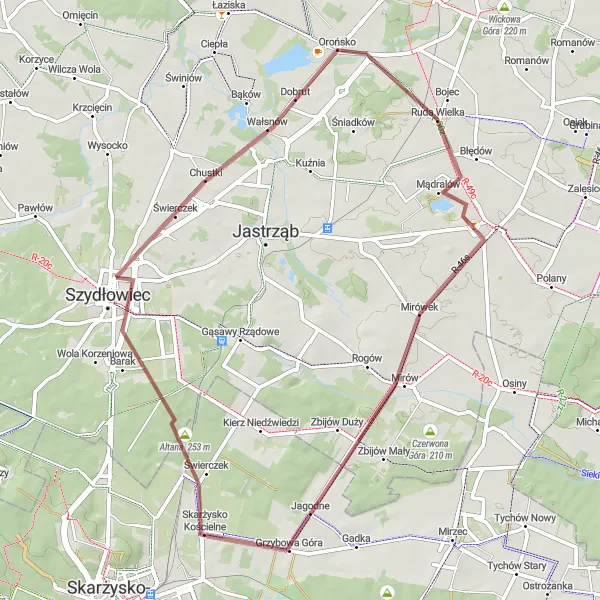 Map miniature of "The Altana Route" cycling inspiration in Świętokrzyskie, Poland. Generated by Tarmacs.app cycling route planner