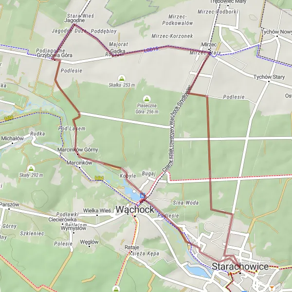 Miniatura mapy "Trasy Gravel blisko Starachowic" - trasy rowerowej w Świętokrzyskie, Poland. Wygenerowane przez planer tras rowerowych Tarmacs.app