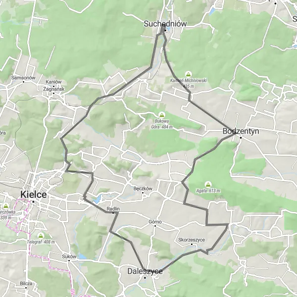 Map miniature of "The Świętokrzyskie Adventure" cycling inspiration in Świętokrzyskie, Poland. Generated by Tarmacs.app cycling route planner