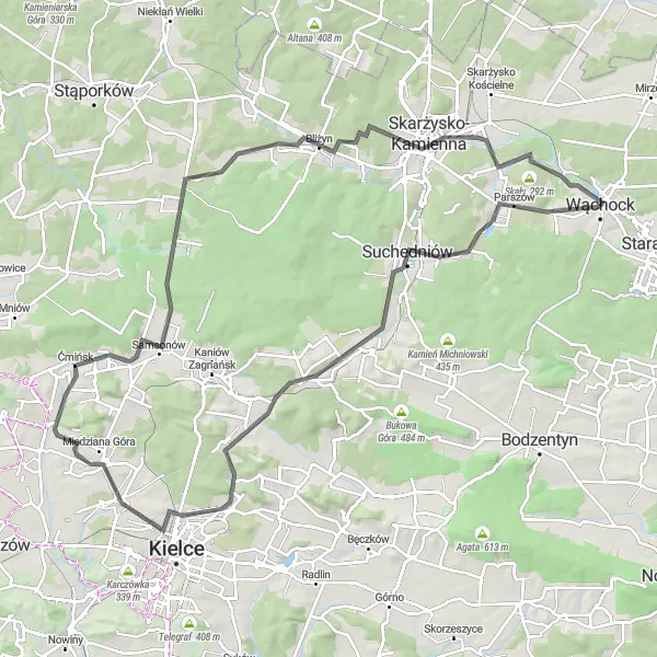 Map miniature of "The Breathtaking Biała Route" cycling inspiration in Świętokrzyskie, Poland. Generated by Tarmacs.app cycling route planner