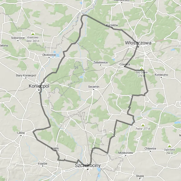 Miniatura mapy "Pętla Przez Świętokrzyskie" - trasy rowerowej w Świętokrzyskie, Poland. Wygenerowane przez planer tras rowerowych Tarmacs.app
