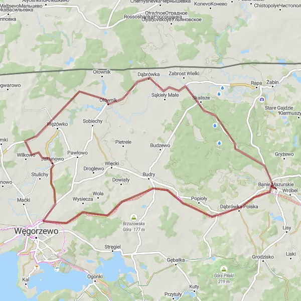 Miniatura mapy "Ścieżka Popiołów" - trasy rowerowej w Warmińsko-mazurskie, Poland. Wygenerowane przez planer tras rowerowych Tarmacs.app