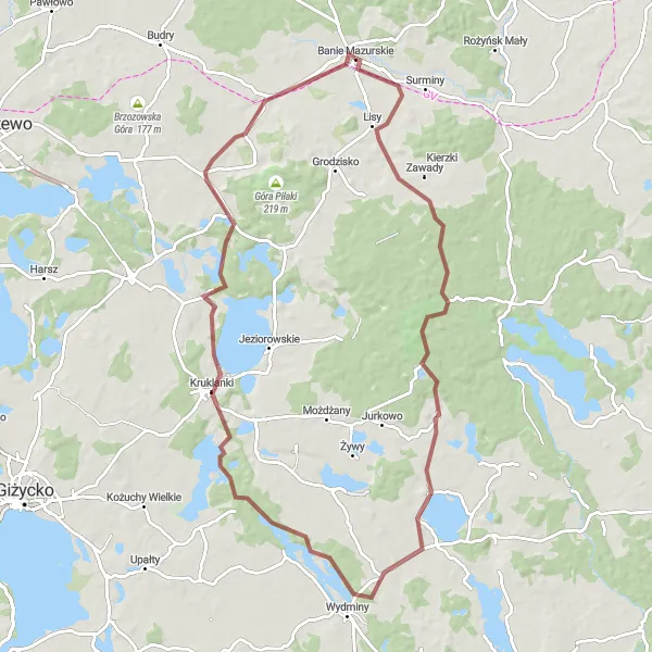 Miniatura mapy "Przejażdżka po Mazuchówce" - trasy rowerowej w Warmińsko-mazurskie, Poland. Wygenerowane przez planer tras rowerowych Tarmacs.app