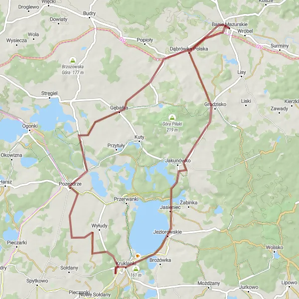 Miniatura mapy "Rowerowa odyseja przez Mazury" - trasy rowerowej w Warmińsko-mazurskie, Poland. Wygenerowane przez planer tras rowerowych Tarmacs.app