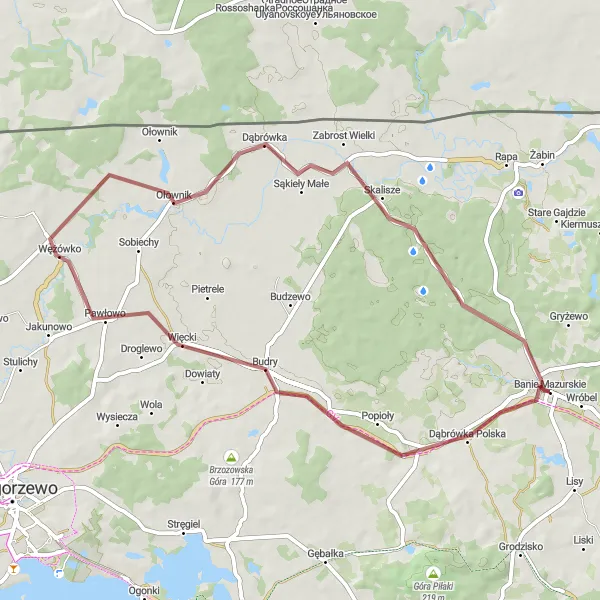 Miniatura mapy "Okolicznościowa Budry" - trasy rowerowej w Warmińsko-mazurskie, Poland. Wygenerowane przez planer tras rowerowych Tarmacs.app