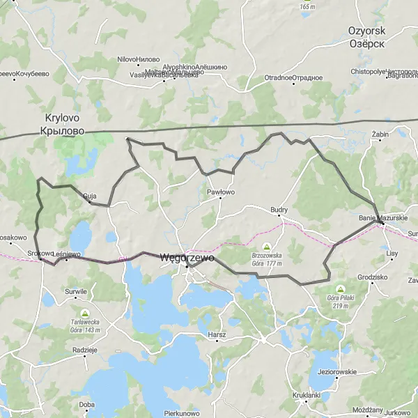 Miniatura mapy "Szlak Mazurski" - trasy rowerowej w Warmińsko-mazurskie, Poland. Wygenerowane przez planer tras rowerowych Tarmacs.app