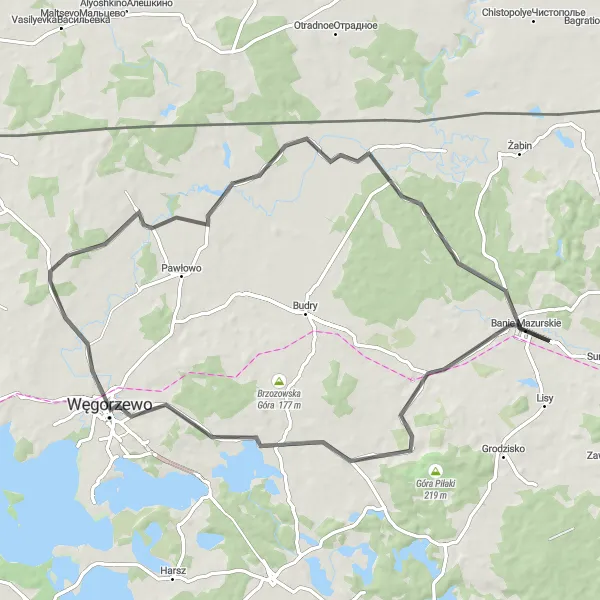 Miniatura mapy "Zabrost Wielki i okolice" - trasy rowerowej w Warmińsko-mazurskie, Poland. Wygenerowane przez planer tras rowerowych Tarmacs.app