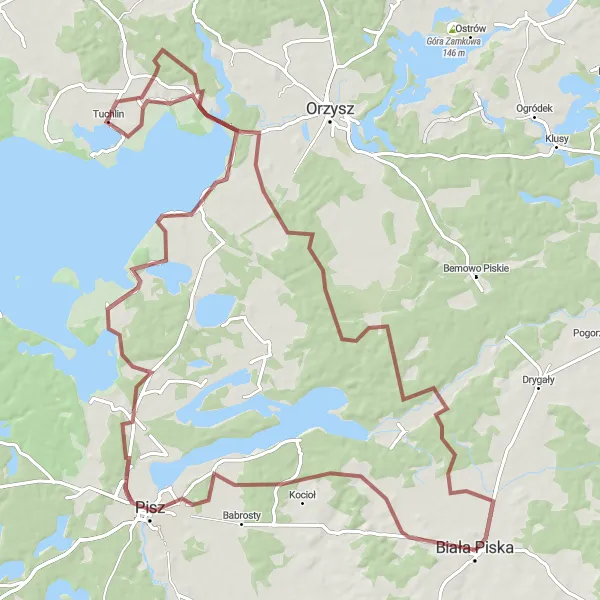 Map miniature of "Zdory Gravel Exploration" cycling inspiration in Warmińsko-mazurskie, Poland. Generated by Tarmacs.app cycling route planner