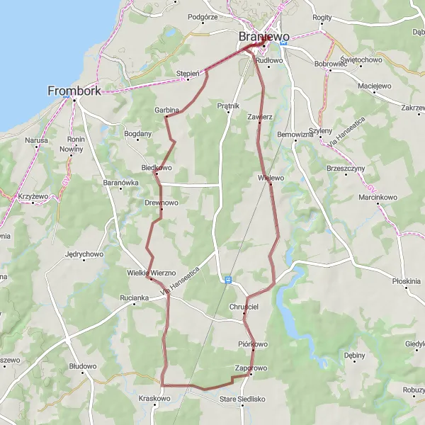Miniatura mapy "Trasa rowerowa przez Zawierz i Wielkie Wierzno" - trasy rowerowej w Warmińsko-mazurskie, Poland. Wygenerowane przez planer tras rowerowych Tarmacs.app