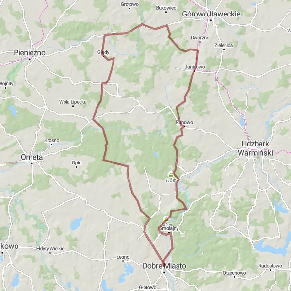 Miniatura mapy "Trasa do Pluty" - trasy rowerowej w Warmińsko-mazurskie, Poland. Wygenerowane przez planer tras rowerowych Tarmacs.app