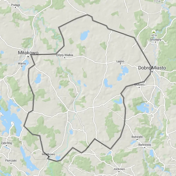Miniatura mapy "Trasa do Lubomino" - trasy rowerowej w Warmińsko-mazurskie, Poland. Wygenerowane przez planer tras rowerowych Tarmacs.app
