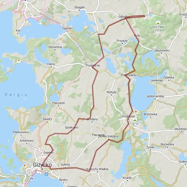 Miniatura mapy "Trasa Gravelowa przez Piłaki Wielkie" - trasy rowerowej w Warmińsko-mazurskie, Poland. Wygenerowane przez planer tras rowerowych Tarmacs.app
