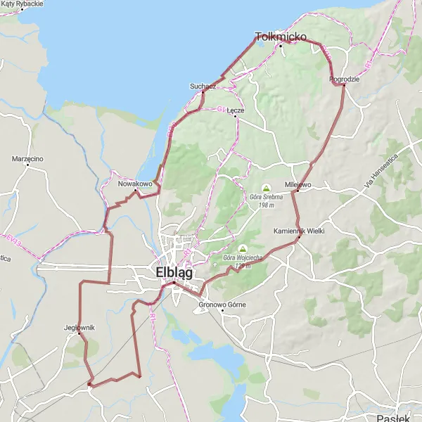 Miniatura mapy "Trasa przez Jegłownik i Elbląg" - trasy rowerowej w Warmińsko-mazurskie, Poland. Wygenerowane przez planer tras rowerowych Tarmacs.app