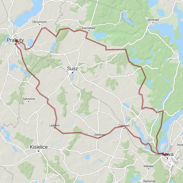 Miniatura mapy "Wędrówka gravelowa przez okolice Iławy" - trasy rowerowej w Warmińsko-mazurskie, Poland. Wygenerowane przez planer tras rowerowych Tarmacs.app