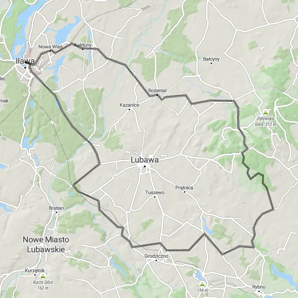 Miniatura mapy "Wycieczka rowerowa do Glaznot i Nowej Wsi" - trasy rowerowej w Warmińsko-mazurskie, Poland. Wygenerowane przez planer tras rowerowych Tarmacs.app
