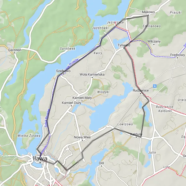 Miniatura mapy "Trasy rowerowe w okolicach Iławy" - trasy rowerowej w Warmińsko-mazurskie, Poland. Wygenerowane przez planer tras rowerowych Tarmacs.app