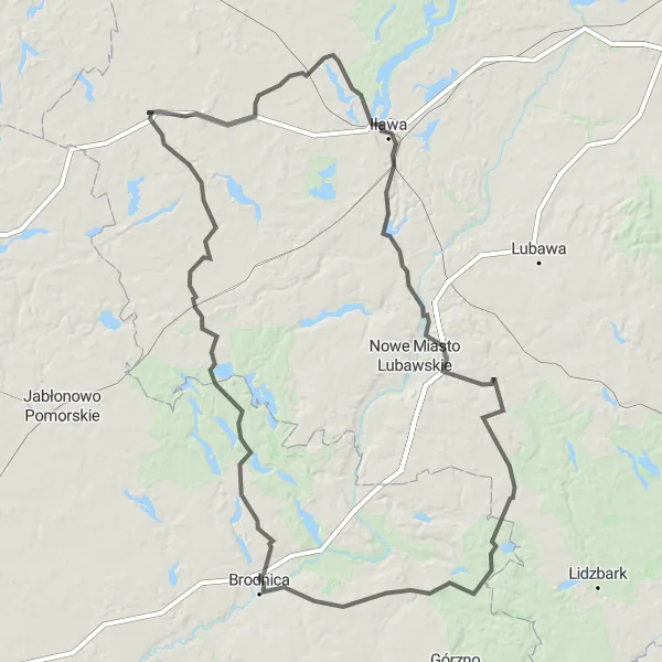 Miniatura mapy "Pętla przez malownicze wsie" - trasy rowerowej w Warmińsko-mazurskie, Poland. Wygenerowane przez planer tras rowerowych Tarmacs.app