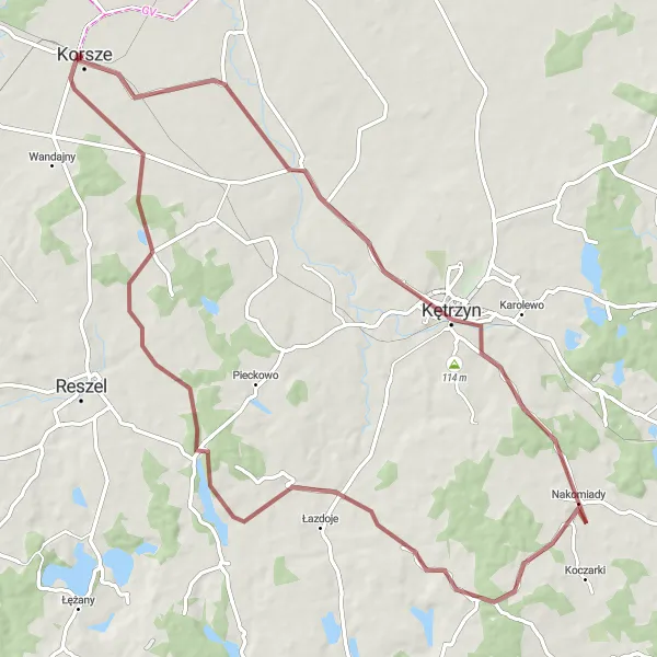 Map miniature of "Gałwuny - Babieniec Loop" cycling inspiration in Warmińsko-mazurskie, Poland. Generated by Tarmacs.app cycling route planner