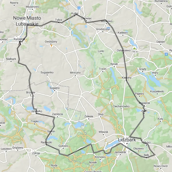 Miniatura mapy "Szlak Widokowy Kurzętnik - Ruiny Zamku Chełmińskiego" - trasy rowerowej w Warmińsko-mazurskie, Poland. Wygenerowane przez planer tras rowerowych Tarmacs.app