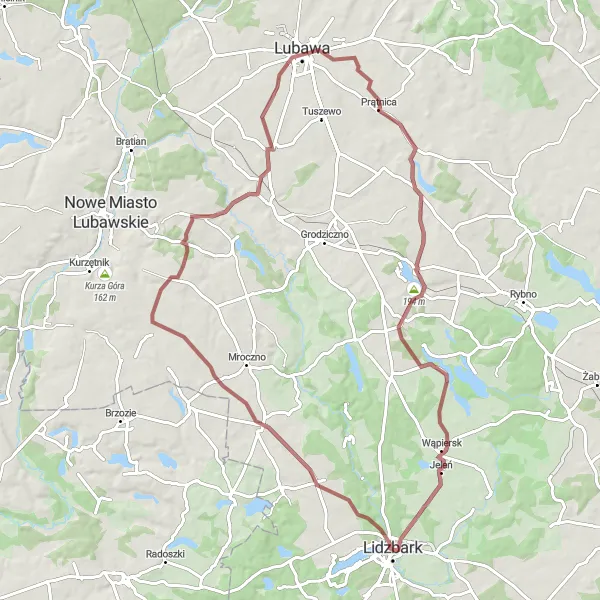 Miniatura mapy "Przejażdżka z Boleszyn do Hartowca" - trasy rowerowej w Warmińsko-mazurskie, Poland. Wygenerowane przez planer tras rowerowych Tarmacs.app