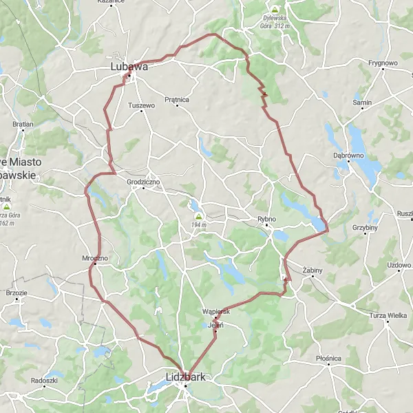 Miniatura mapy "Trasa przez Boleszyn i Złotowo" - trasy rowerowej w Warmińsko-mazurskie, Poland. Wygenerowane przez planer tras rowerowych Tarmacs.app