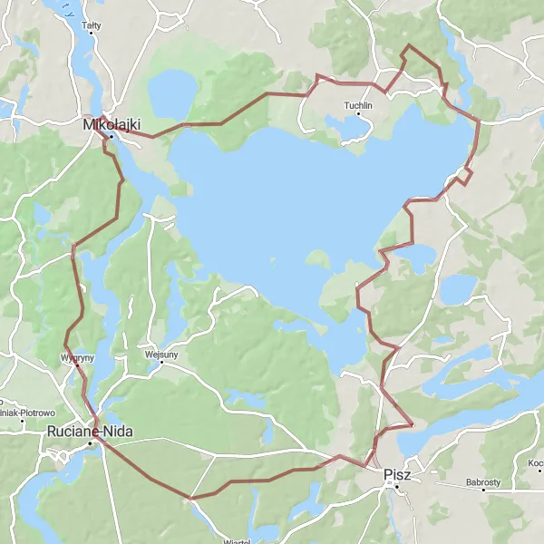 Miniatura mapy "Przez Ruciane-Nida i Iznotę" - trasy rowerowej w Warmińsko-mazurskie, Poland. Wygenerowane przez planer tras rowerowych Tarmacs.app
