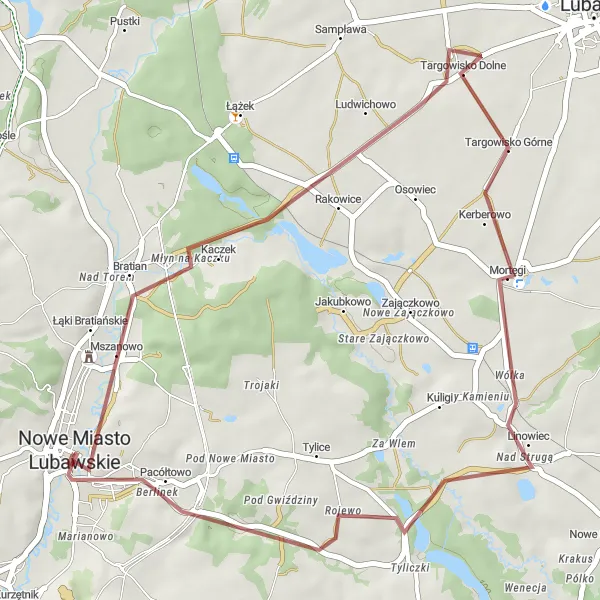 Miniatura mapy "Szlak Wiatraków" - trasy rowerowej w Warmińsko-mazurskie, Poland. Wygenerowane przez planer tras rowerowych Tarmacs.app