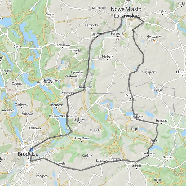 Miniatura mapy "Trasa Cielęta" - trasy rowerowej w Warmińsko-mazurskie, Poland. Wygenerowane przez planer tras rowerowych Tarmacs.app