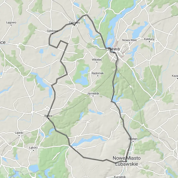Miniatura mapy "Trasa Krotoszyny" - trasy rowerowej w Warmińsko-mazurskie, Poland. Wygenerowane przez planer tras rowerowych Tarmacs.app