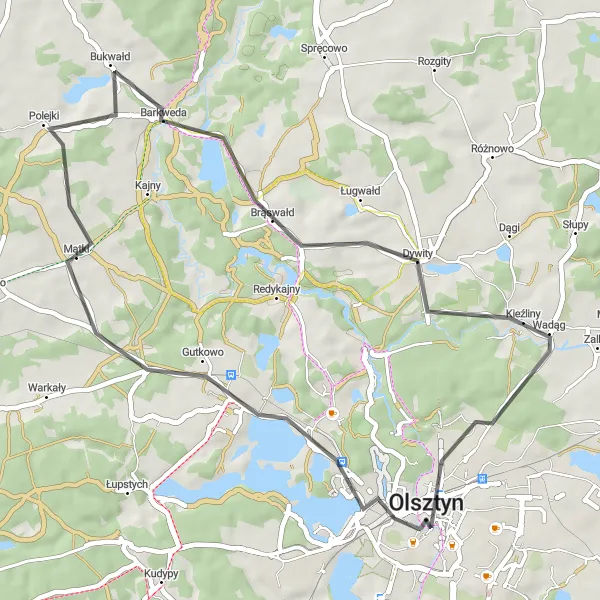 Miniatura mapy "Trasa Szlakiem Zamków Warmii - Olsztyn" - trasy rowerowej w Warmińsko-mazurskie, Poland. Wygenerowane przez planer tras rowerowych Tarmacs.app