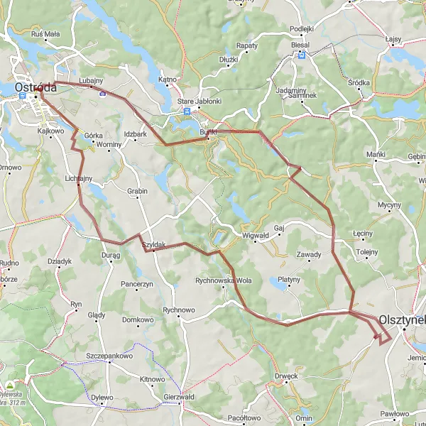 Miniatura mapy "Wędrówka po Wieży Kościoła Ewangelickiego" - trasy rowerowej w Warmińsko-mazurskie, Poland. Wygenerowane przez planer tras rowerowych Tarmacs.app