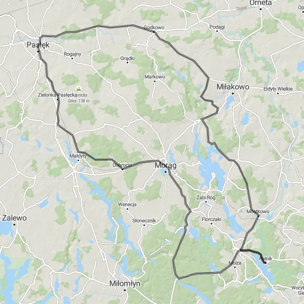 Miniatura mapy "Wyprawa do Łukty i Godkowa" - trasy rowerowej w Warmińsko-mazurskie, Poland. Wygenerowane przez planer tras rowerowych Tarmacs.app