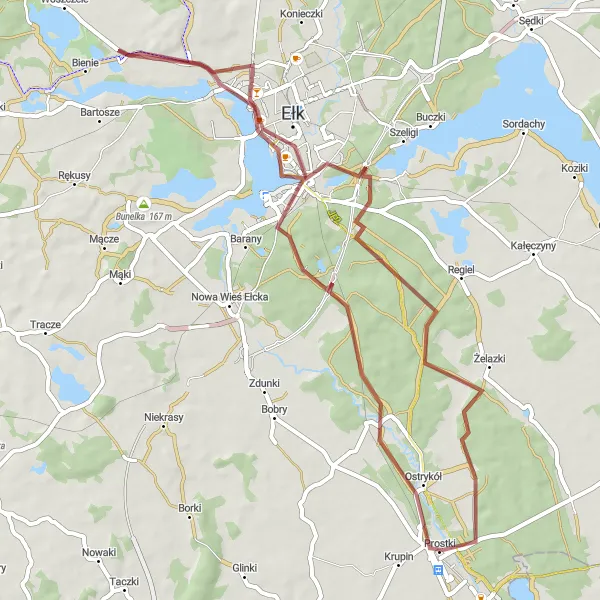Miniatura mapy "Szlak Rowerowy Ostrykół" - trasy rowerowej w Warmińsko-mazurskie, Poland. Wygenerowane przez planer tras rowerowych Tarmacs.app