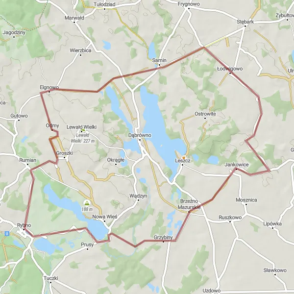 Miniatura mapy "Przejażdżka przez Elgnowo i Grunwald" - trasy rowerowej w Warmińsko-mazurskie, Poland. Wygenerowane przez planer tras rowerowych Tarmacs.app