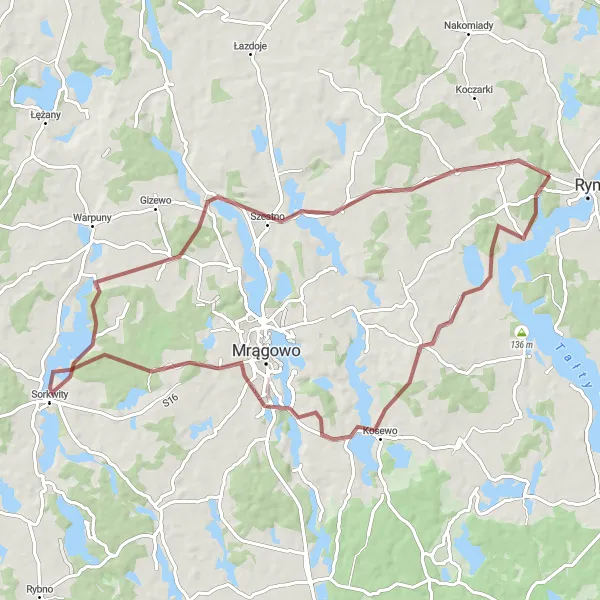 Miniatura mapy "Pitoreskowa trasa gravelowa przez Marcinkowo" - trasy rowerowej w Warmińsko-mazurskie, Poland. Wygenerowane przez planer tras rowerowych Tarmacs.app