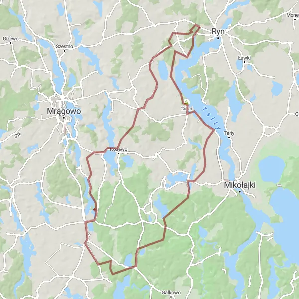 Miniatura mapy "Przez Jeziora uprzez Dziko" - trasy rowerowej w Warmińsko-mazurskie, Poland. Wygenerowane przez planer tras rowerowych Tarmacs.app